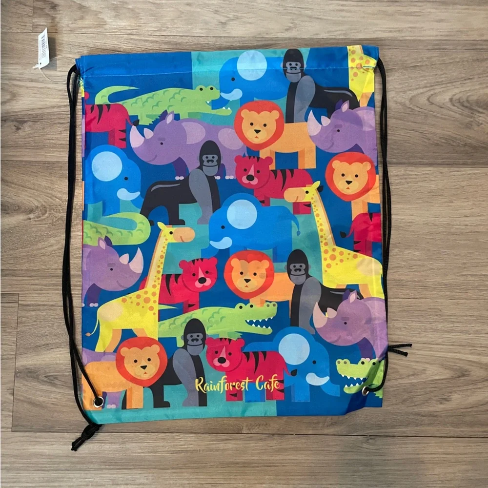 Rainforest Cafe Drawstring Backpacks Set of 2 NWT